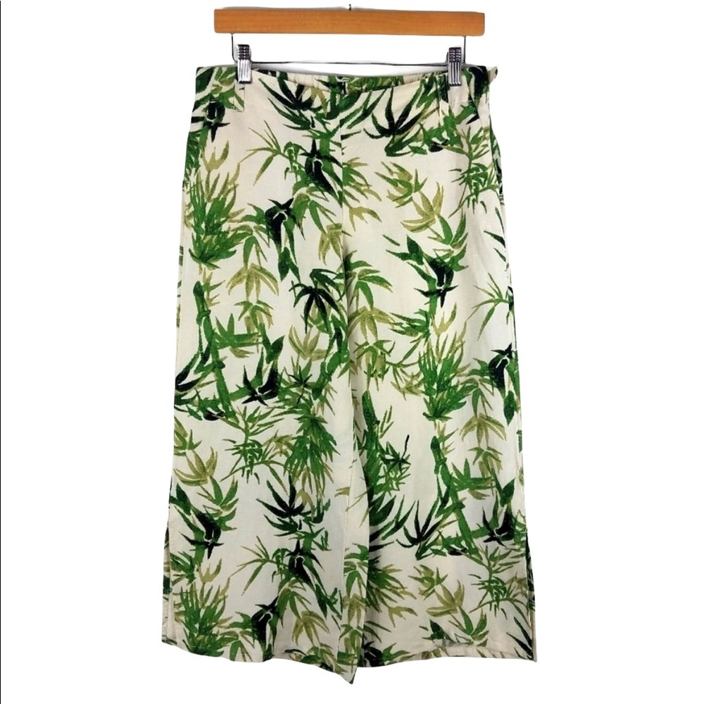 J. Jill linen blend wide leg culottes tropical palm resort wear womens XS beach - Picture 4 of 15